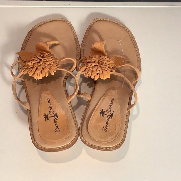 Tommy Bahama Peach Suede Flower Thong Slip On Low Heel Sandal Sz 6.5 - Picture 8 of 12